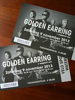 Golden Earring show ticket#x November 09, 2013 Wateringen - Velohal